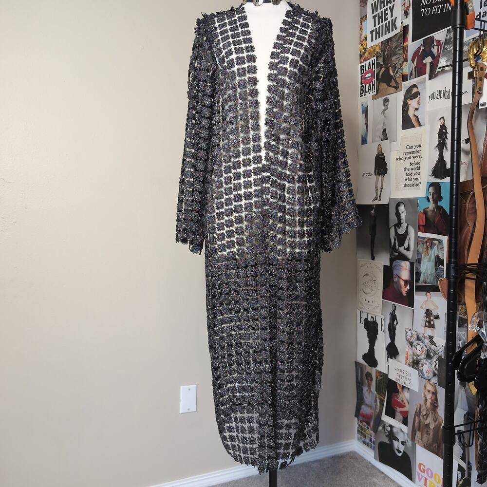 Open Front Metallic Whimsygoth Lace Cardigan